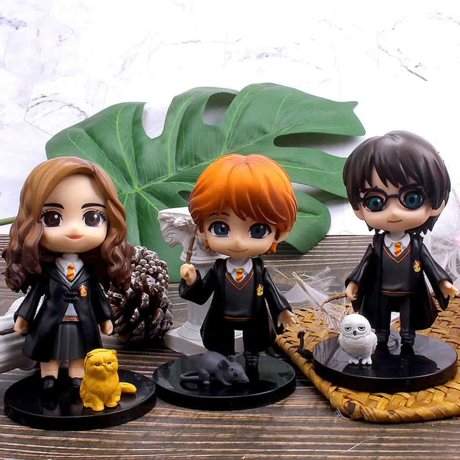 Caliente 3-10 unids/set Harri Q estilo Potter Posket Hermione Ron Hedwig vinilo figura juguete pastel decoración coche modelo PVC muñeca regalo Juguetes