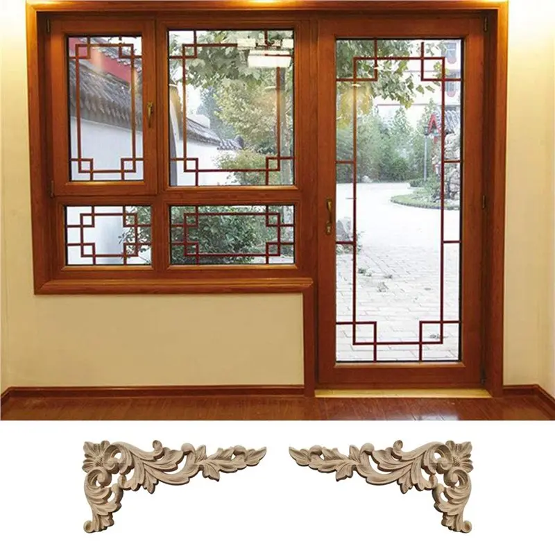 24Pcs Wood Carved Corner Onlay Applique Unpainted Frame Cupboard Cabinet Decal For Home Furniture Decoration B