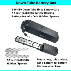 52 pcs 18650 Cells Ebike Battery Box Solutions Down Tube Dolphin E-bike Battery Case 36V 48V Battery Box with or without Base