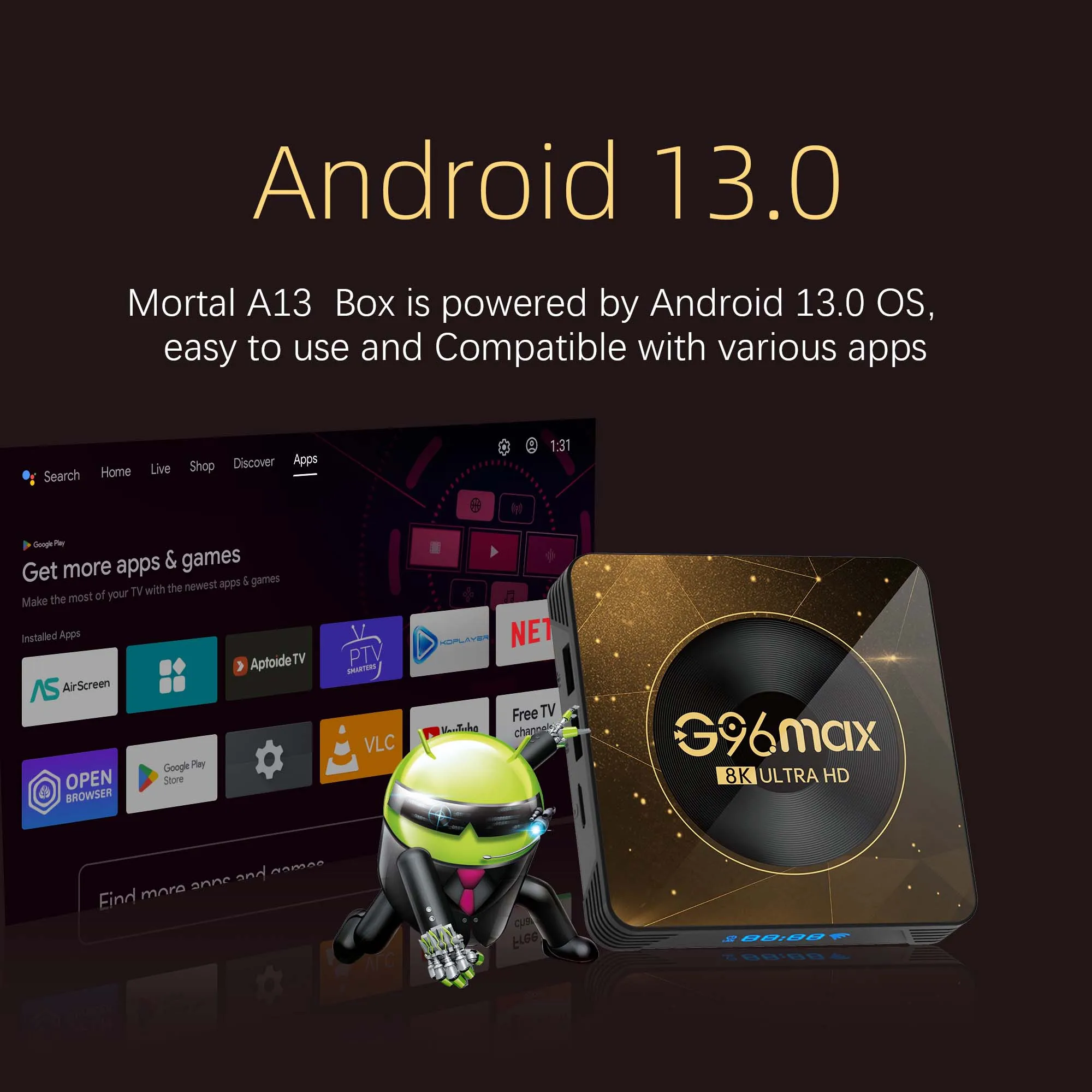G96max A13 Android13 8K TV Box Wifi 6 Transmission Media Player Rockchip 3528 32G64G ذاكرة كبيرة Netflix Youtube بث تلفزيوني مباشر مجاني