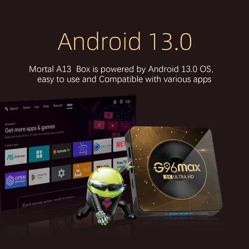 Imagen 2 del producto G96max A13 Android 13 8K TV Box Wifi 6 Transmisión Reproductor multimedia Rockchip 3528 32G64G Gran memoria Netflix Youtube TV en vivo gratis