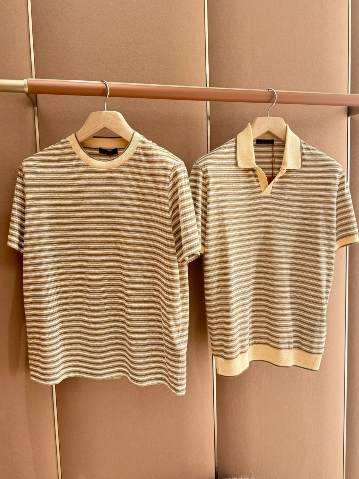 

Lightweight Linen Knitted Striped irt Casual Summer ort Sve Men's Faion Urban Sle Loose Fit Youth Faion