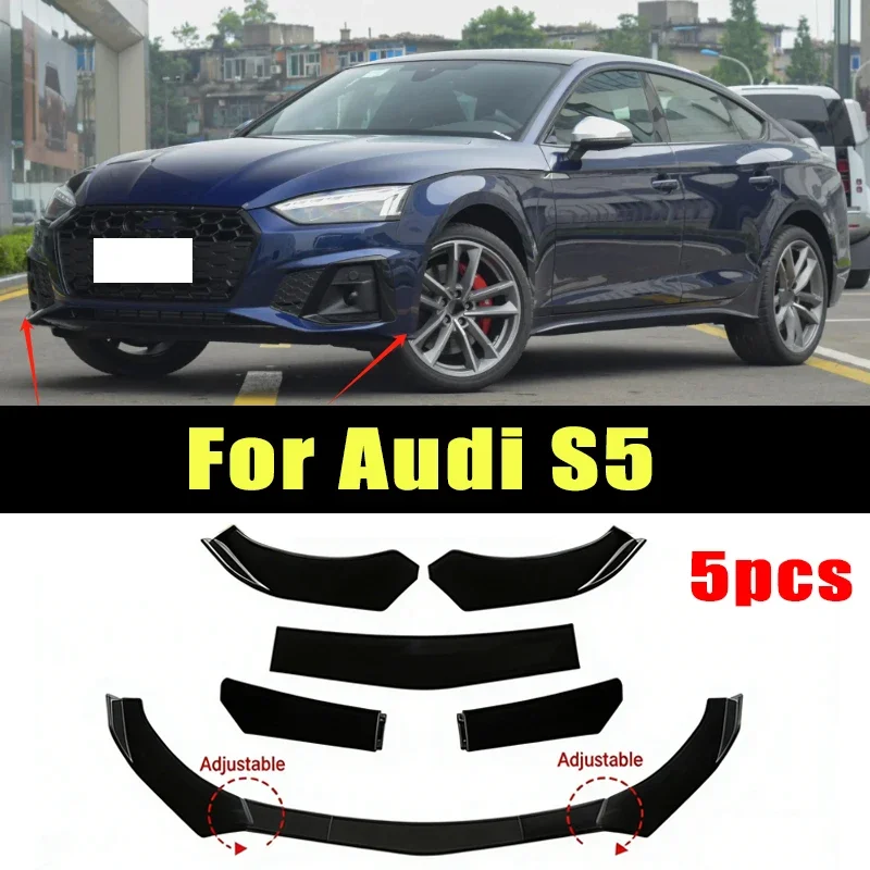 

5Pcs ABS Material Universal Car Front Bumper Separator Bumper Lip Body Kit Duck Lip Separator For Audi S5 Car Accessories