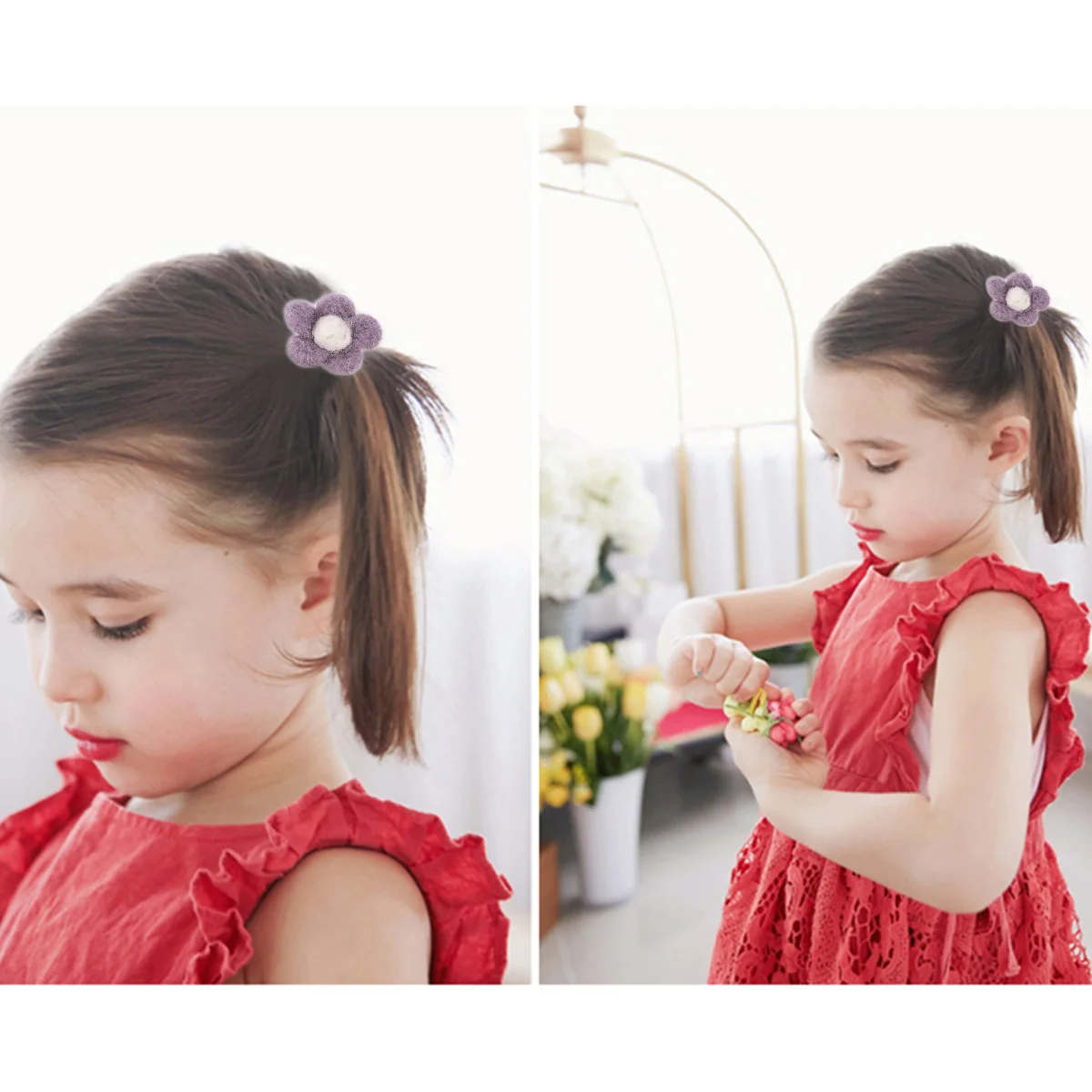 

Violet Flower Colorful Wool Felt Balls DIY Kids Hairpins Decoration Christmas Crafts Accessory Wool Felt Five-Petal Flower