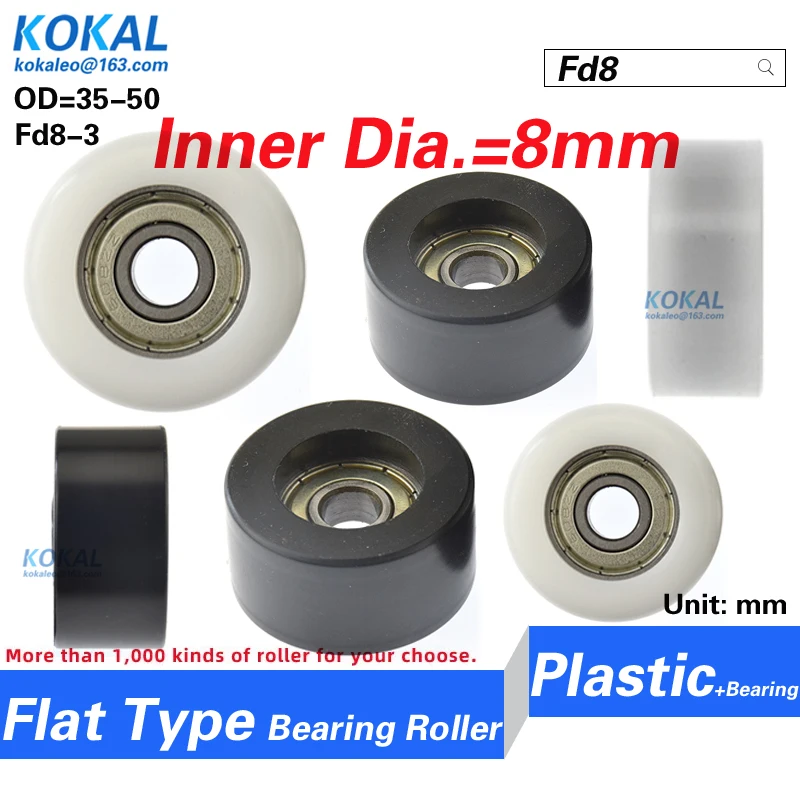 [Fd8]608 bearing inner diameter 8mm high quality PA66 Nylon sliding door window roller wheel equipment bearing pulley 40/50mm