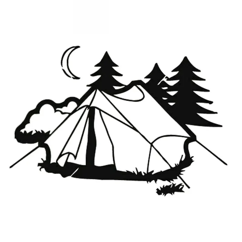 

Car Stickers Tent Camping Natural Rest Fashion Car Accessories Stickers Creative Waterproof Sunscreen Black/white,18cm*12cm