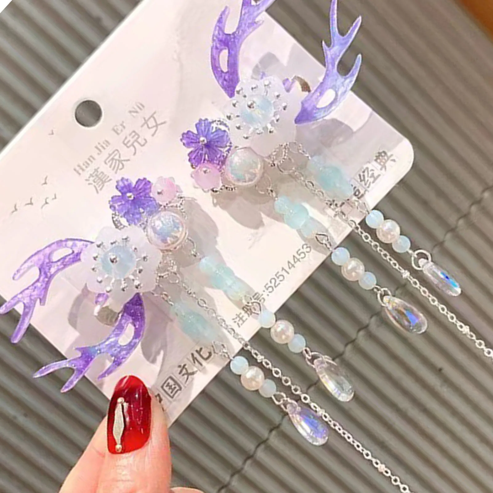 Flower Hair Clip Hair Jewelry Anti-slip Purple Headwear No Hair Hurt Fringe Clip for Birthday Stage Party Show Dress up