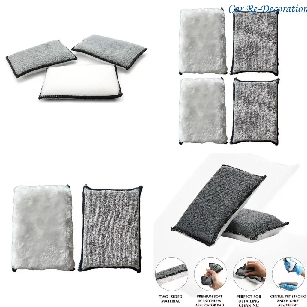 

R58D 4PCS High Ablastbity Car Carbing Sponge Pad Пола полотенца для различной чистящей кожи, блюда обивки.