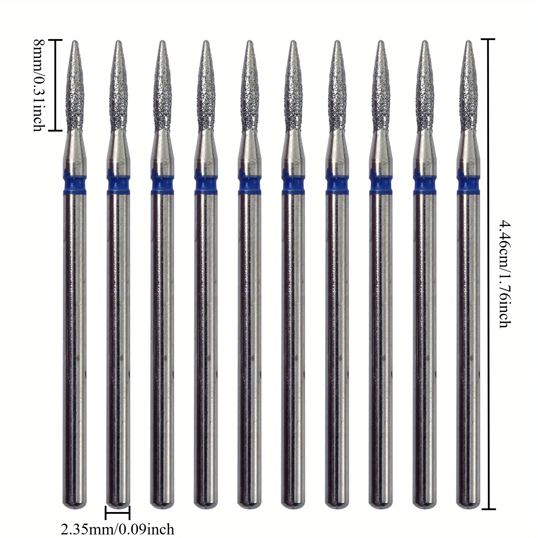 10 pz/set Diamante Sabbia Lime per unghie Trapano Punta per lucidatura per cuticole Testa per molatura per unghie Set manicure elettrico per la rimozione dell'acrilico