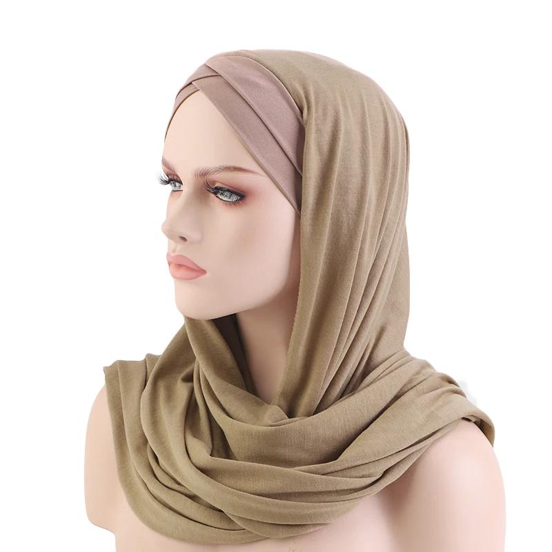 New Instant Hijabs With Cap Plain Hijabs for women Veil Muslim Islamic Hijab Cap Bonnet Scarf Underscarf Caps Cover Headwrap