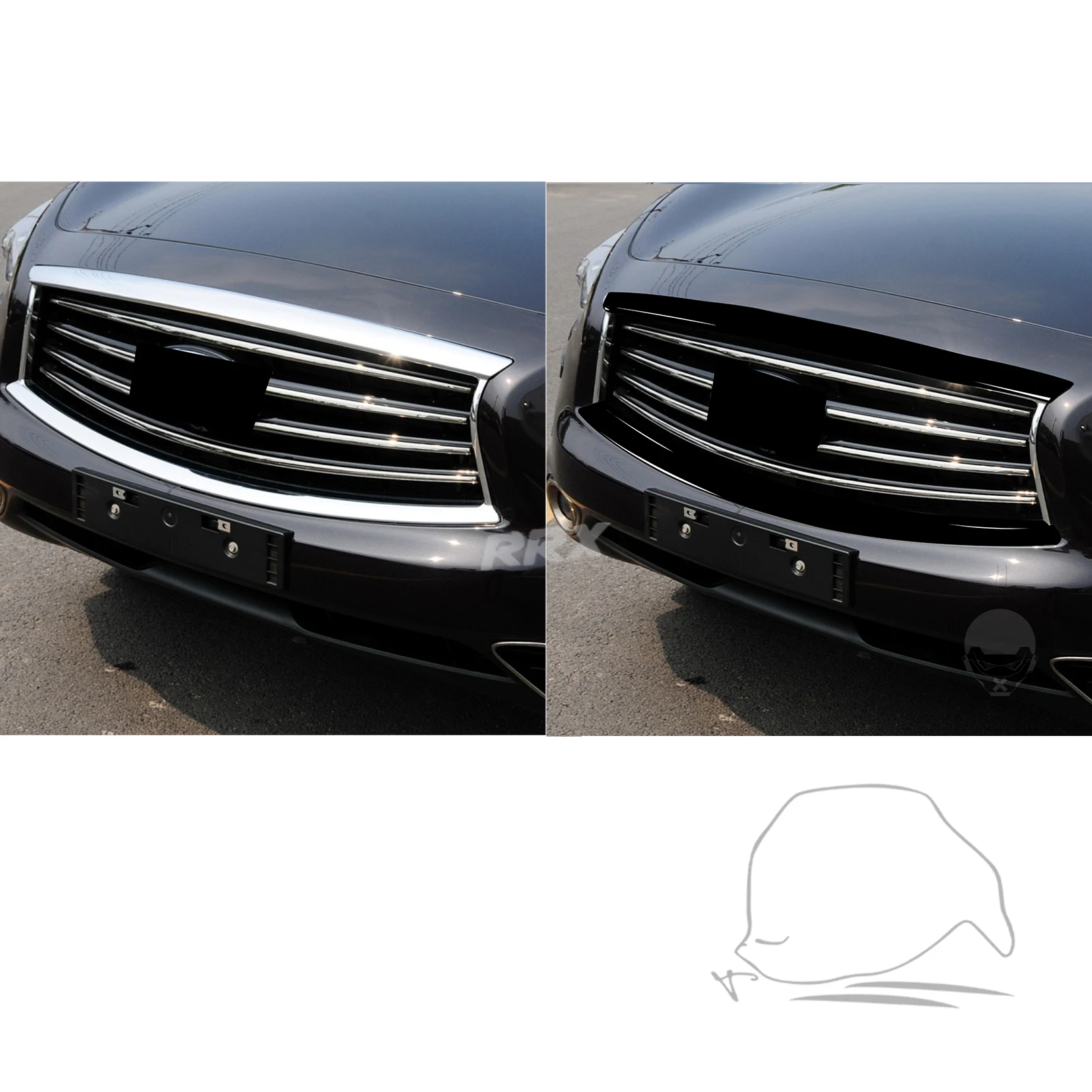 For Infiniti FX 2009-2013 QX70 2014+ Car Accessories Interior Front Bumper Cover Trim Sticker Modification Glossy Black Plastic