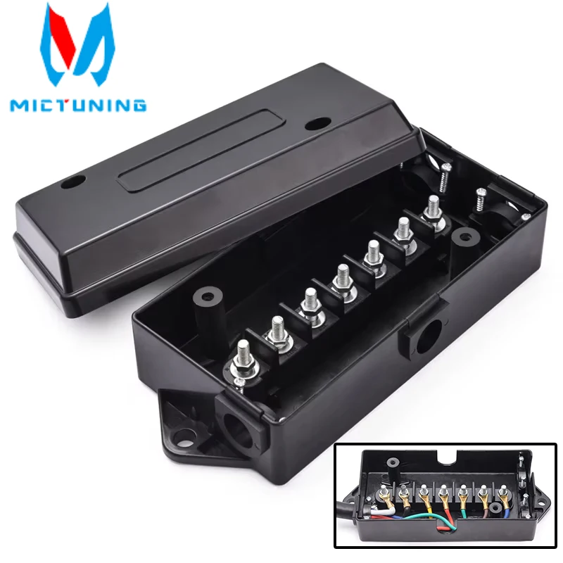 

MICTUNING 7 Way ABS Terminal Connector Waterproof Trailer Wire And Electrical Trailer Junction Box Car Junction Box For Trailer