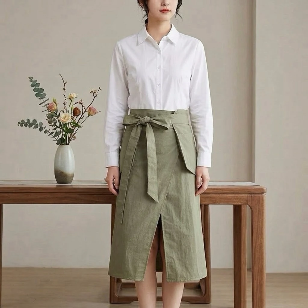 Water-Resistant Kitchen Half-length Apron Household Use Japanese-Style Dining Workwear Specifically Designed for Home Cooking