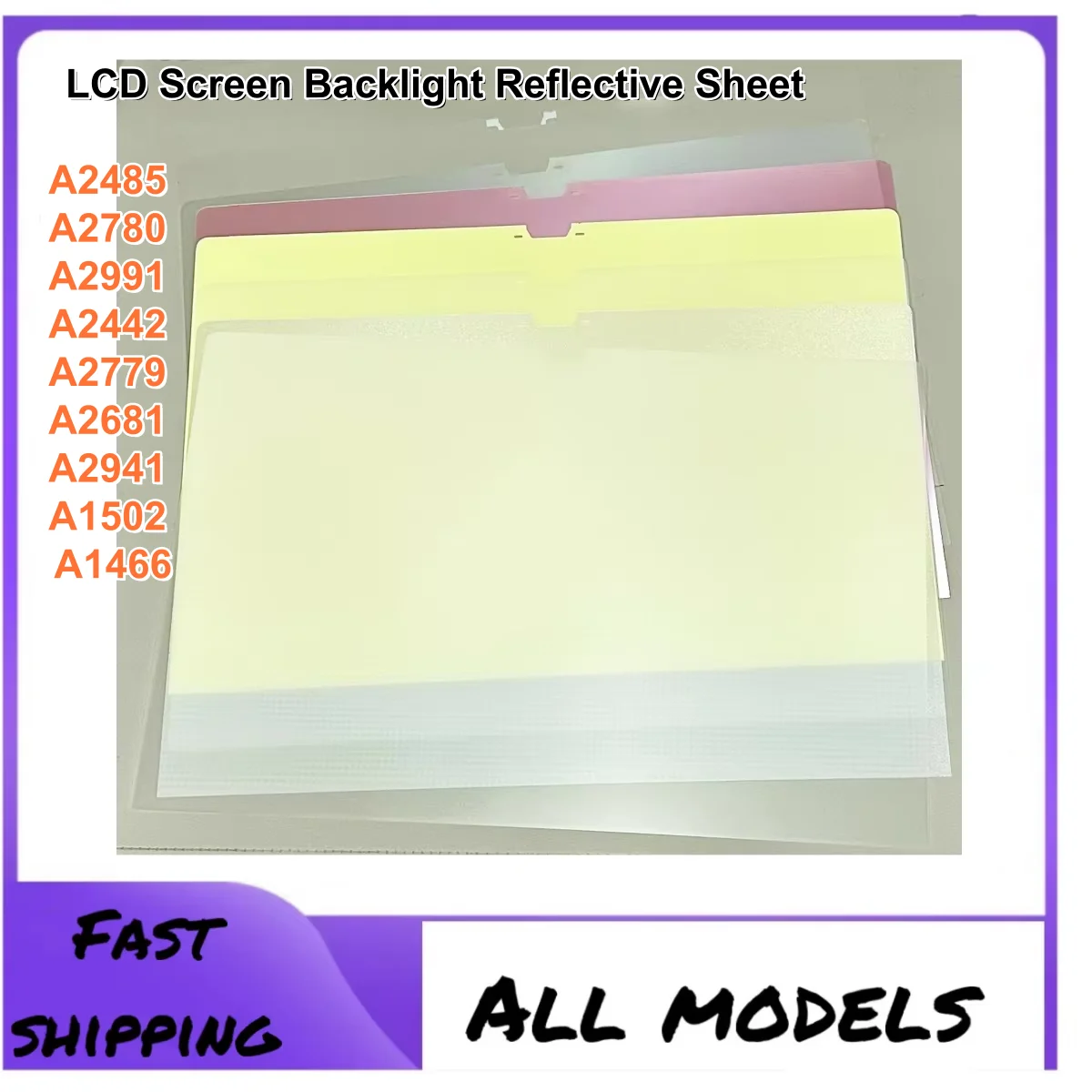A2485 A2780 A2991 Jblt 신형 LCD 백라이트 A2442 A2779 A2681 A2941 A1502 A1466용 LCD 스크린 백라이트 반사 시트 2010-2023