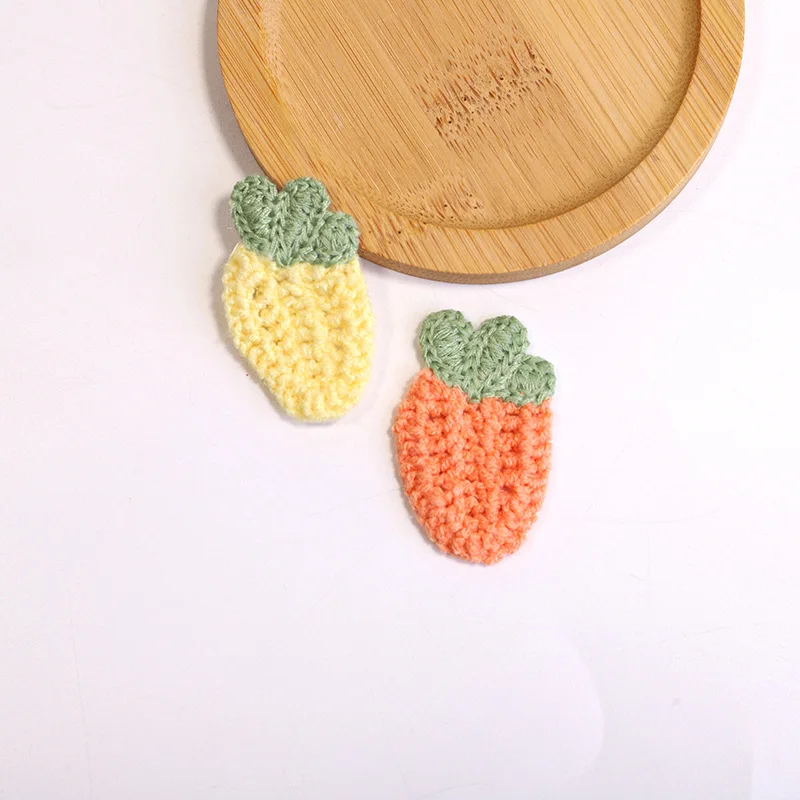 10PCS Cute Mini Carrot Avocado Mango Lemon Orange Patches Lace Fabric Embroidery Headwear DIY Clothing Sewing Supplies Decorate