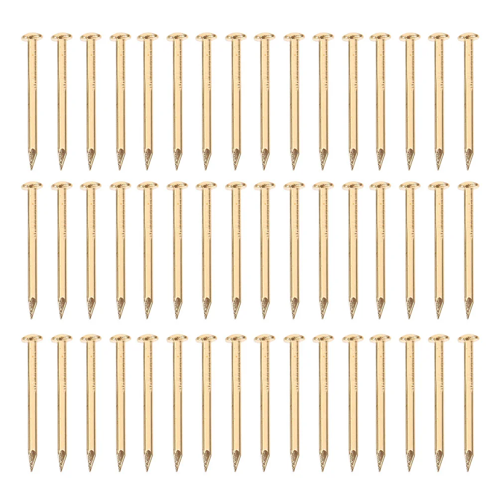 200 Pcs Block Brass Nails DIY Pictures Hanging Builder Golden Round Head Copper Baby