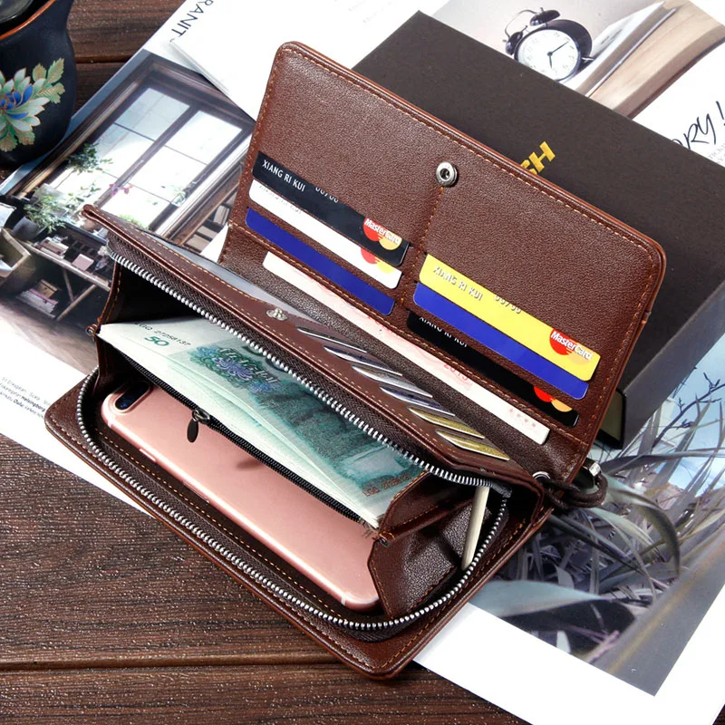 PU Leather Men's Wallet Luxury Long Section ID Card Holder for Men Zipper Coin Purse Portable Male Wallets Billfold carteras