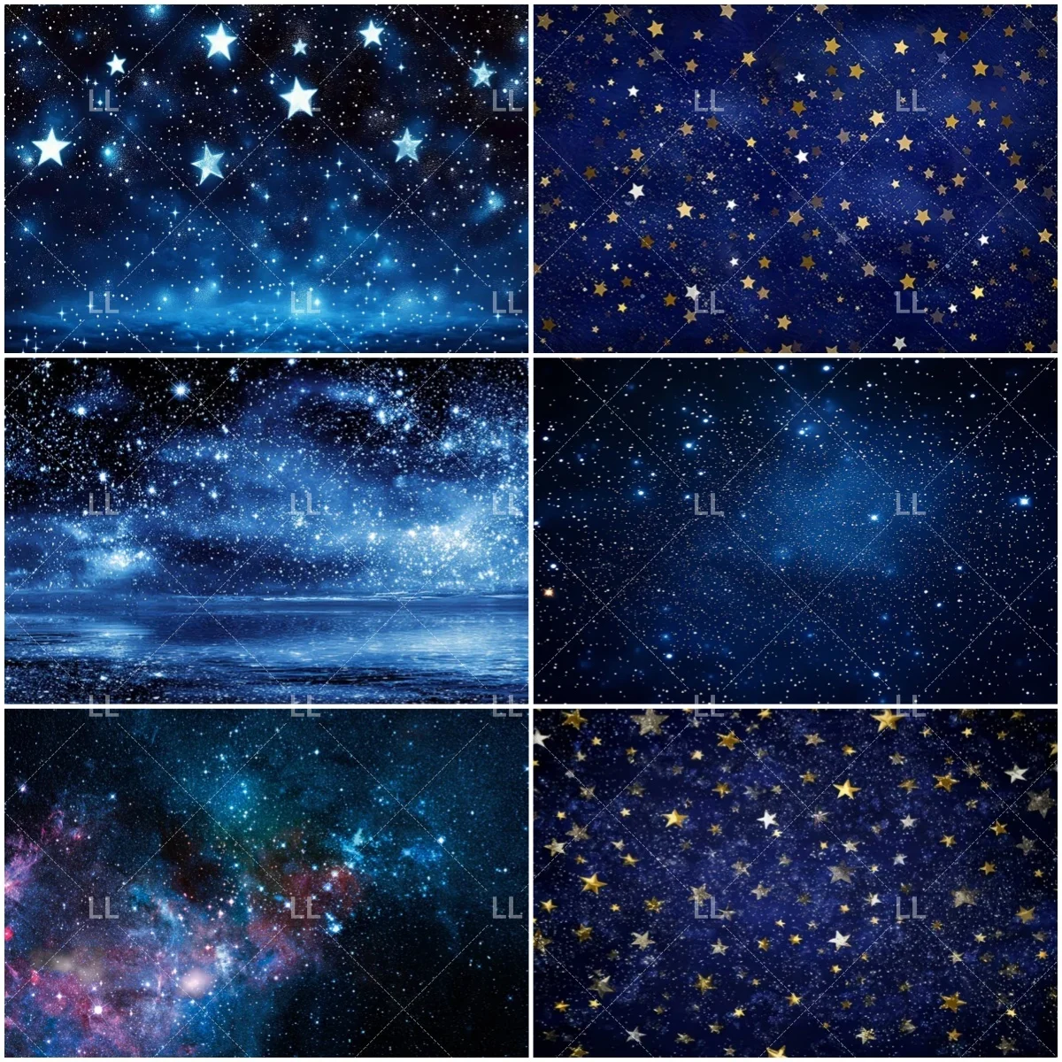 

Shine Starry Blue Party Decoration Dark Sky Night Backdrop Cosmic nebulae stars Aesthetic Mystery Photography Background Prop
