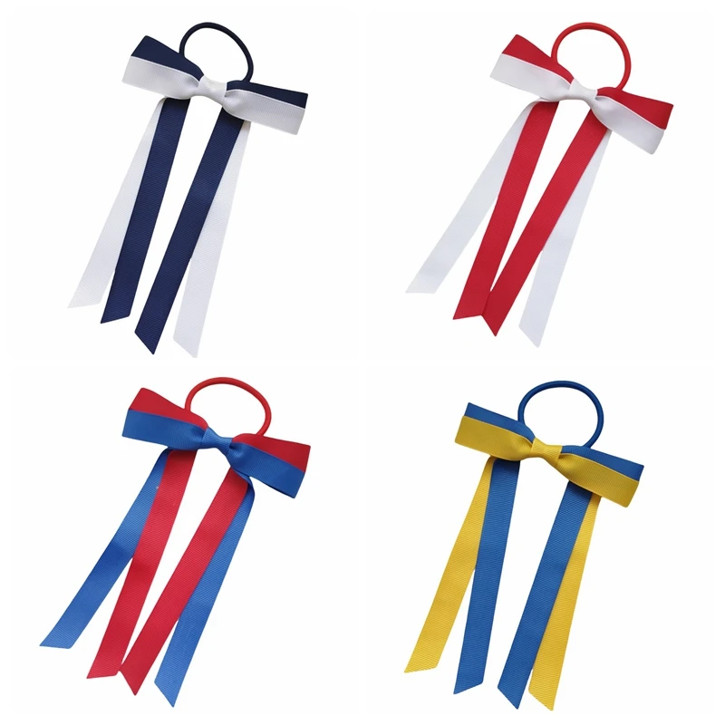 

Girls Woman Hair Tie Bows Ponytail Holder Streamers 4.5Inch Bowknots Elastic Hairband Twin Layer Hairbow Yoga Accessories 10PCS