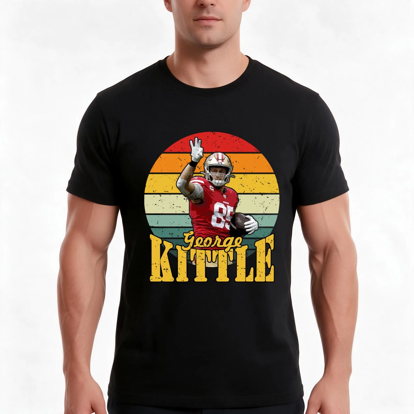 George Kittle Vintage T-Shirt, Summer Casual Cotton Tee, Oversized Streetwear Tops, Vintage Graphic Print, Unisex Men Women