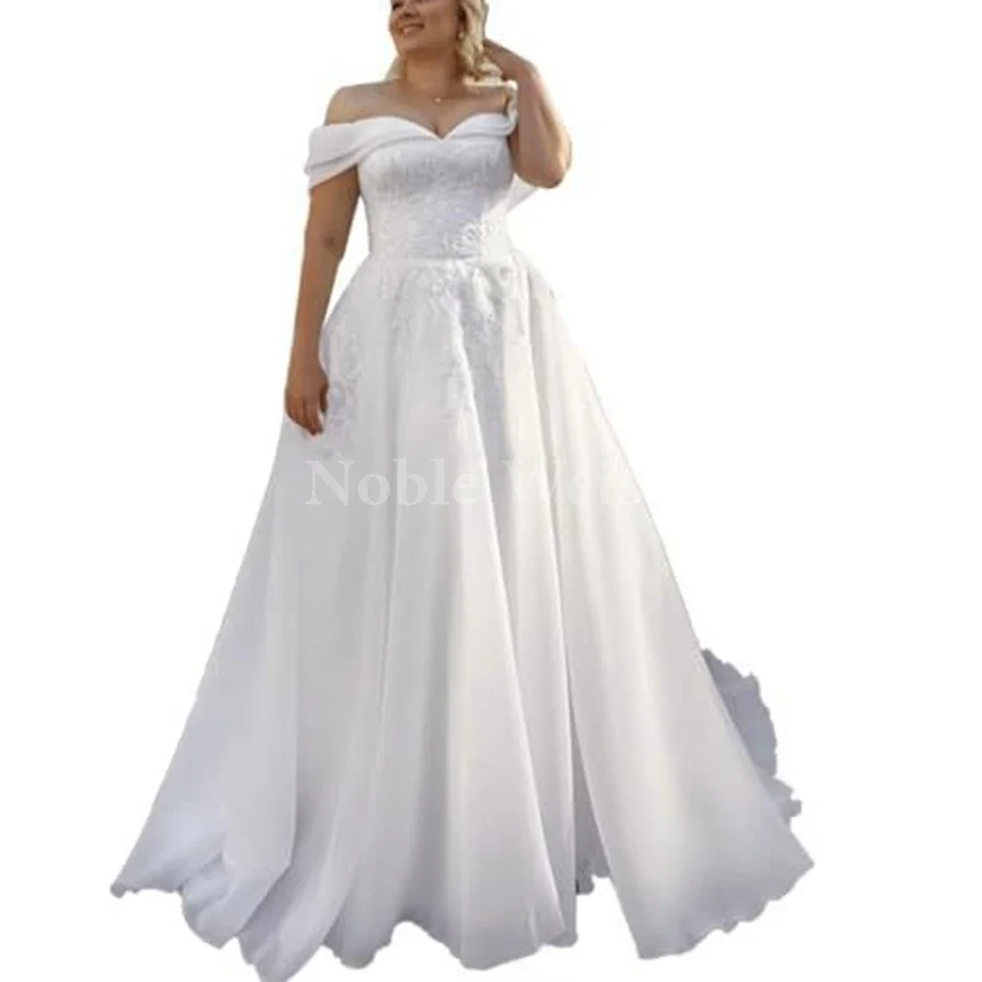 

Sweetheart A-line Organza Brush Train Wedding Dress Appliques Bridal Gown