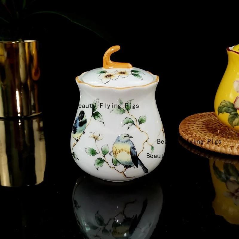 Ceramic Cotton Swab Jar Ceramic Toothpick Jar Cotton Swab Box with Lid Household Jewelry Jar Home Decoration Chinese Style