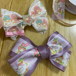 Code Sanrio Hello Kitty Crafts Ribbon Cartoon Melody Webbed Ribbon Ribbon Children's Hair Accessories DIY Material Threaded Band