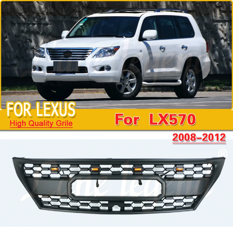 

For Lexus LX570 2008-2012 cross-country Front Bumper Upper Grille Luxury Grill car accessories Black ABS Plastic