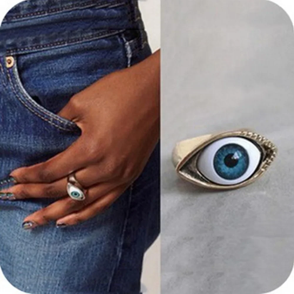 Vintage Gothic Fashion Hip Hop Devil\'s Eye Ring Vampire Punk Exaggerated Chic Ring Men\'s Personalized Creative Trend GiftJewelry