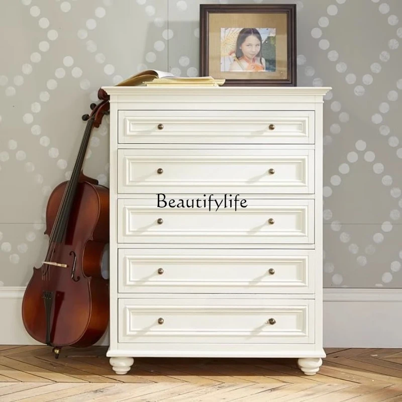 

American country solid wood chest storage solid wood furniture white