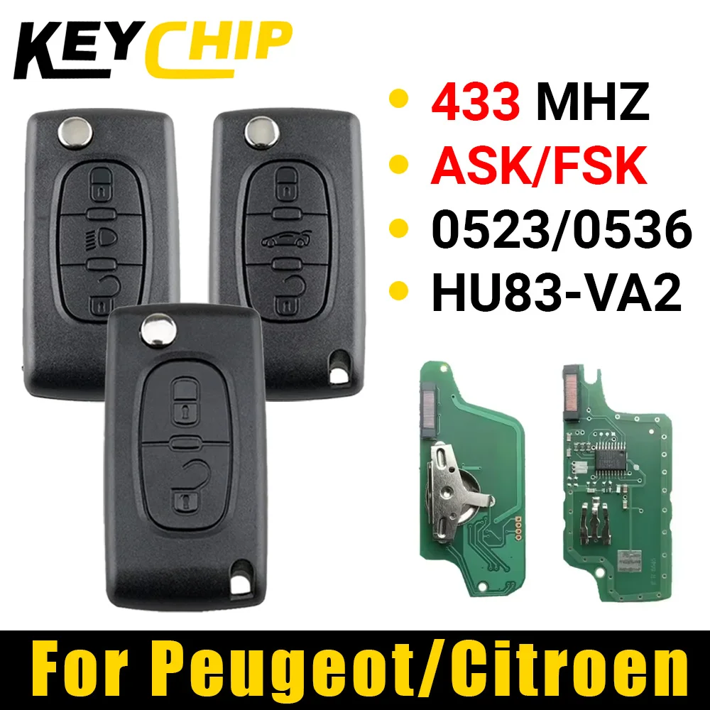 KC For Citroen C2 C3 C4 C5 C6  For Peugeot 207 307 308 407 607 807 Xsara Berlingo CE0536 CE0523 Flip Remote Car Key ASK FSK