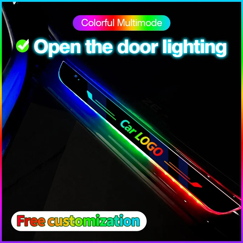 For Kia Rio 1 2 3 4 Acrylic USB Power Moving LED Welcome Pedal Car Scuff Plate Pedal Door Sill Pathway Light Auto Accessories