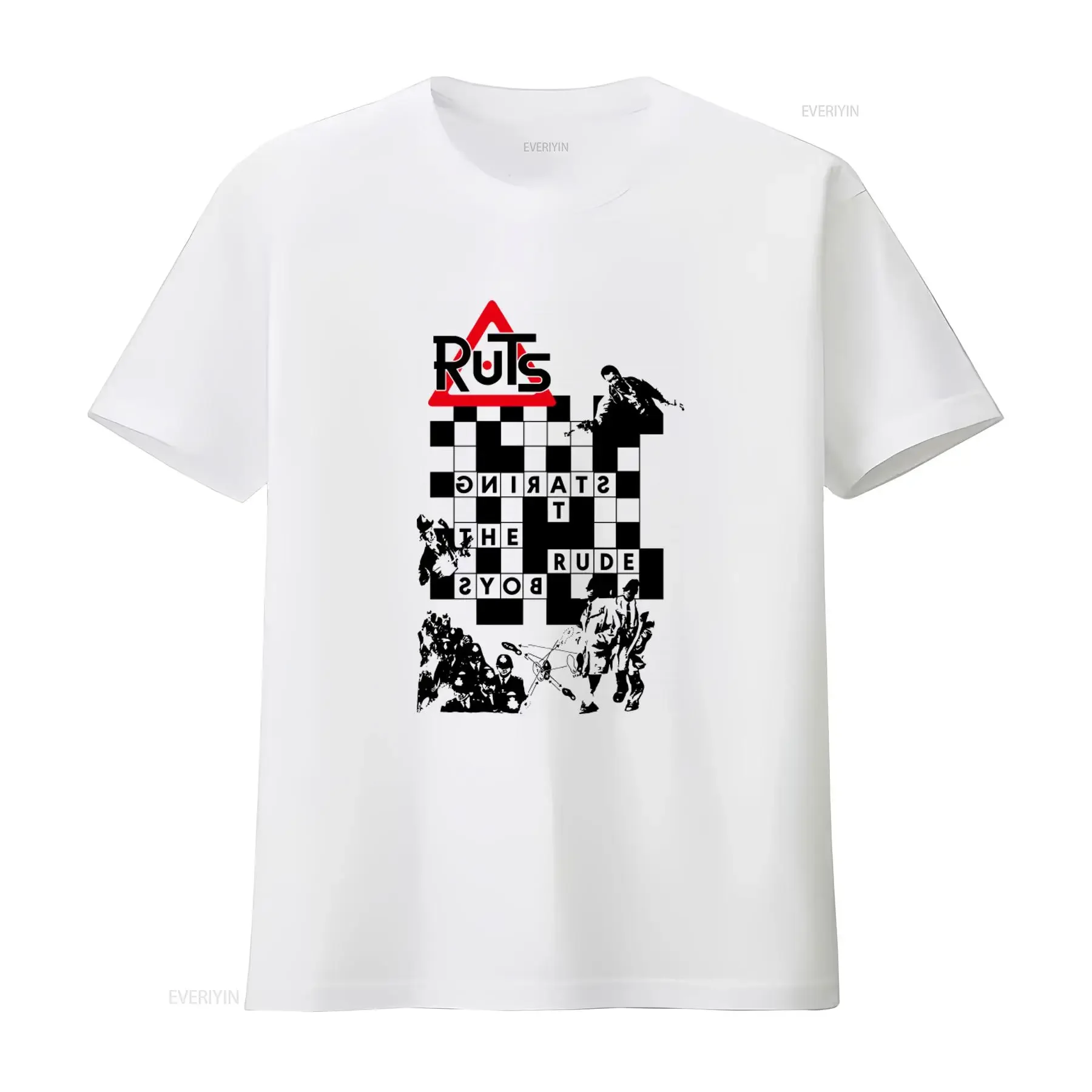 The Ruts Staring At Rude Boys 1977 Punk Rock Band T Shirt Dub Buzzcocks Uk Subs Post Clash Style vintage Washed Breathable