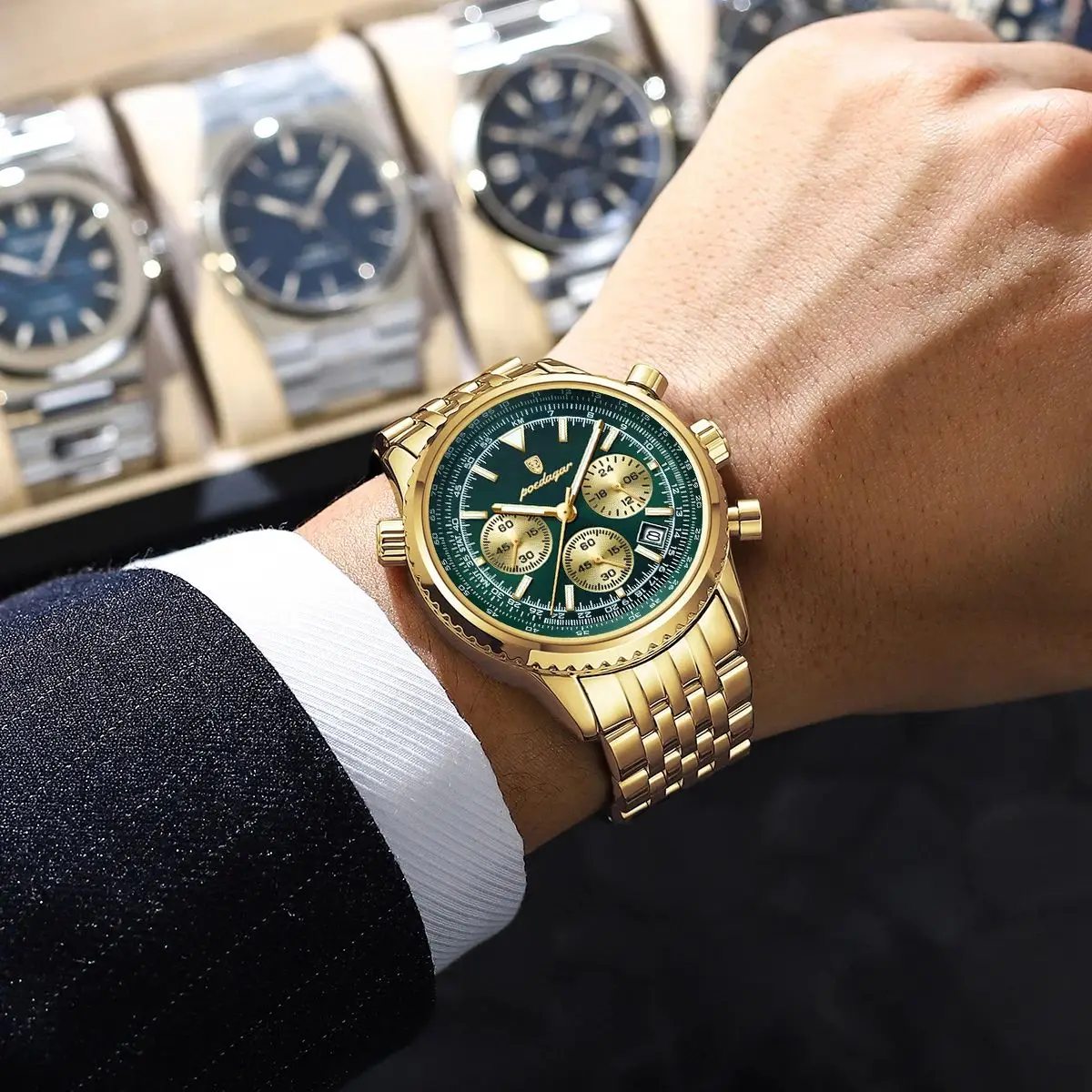 POEDAGAR Top Luxury Male Wristwatch Chronograph Date Waterproof Luminous Men's Watches Stainless Steel Classic Quartz Man Watch - view 5