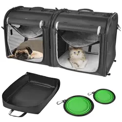 Portable 2-in-1 Pet Carrier Large Capacity Shoulder Pet Backpack Breathable and Portable Cat Carrier with Zipper Closure