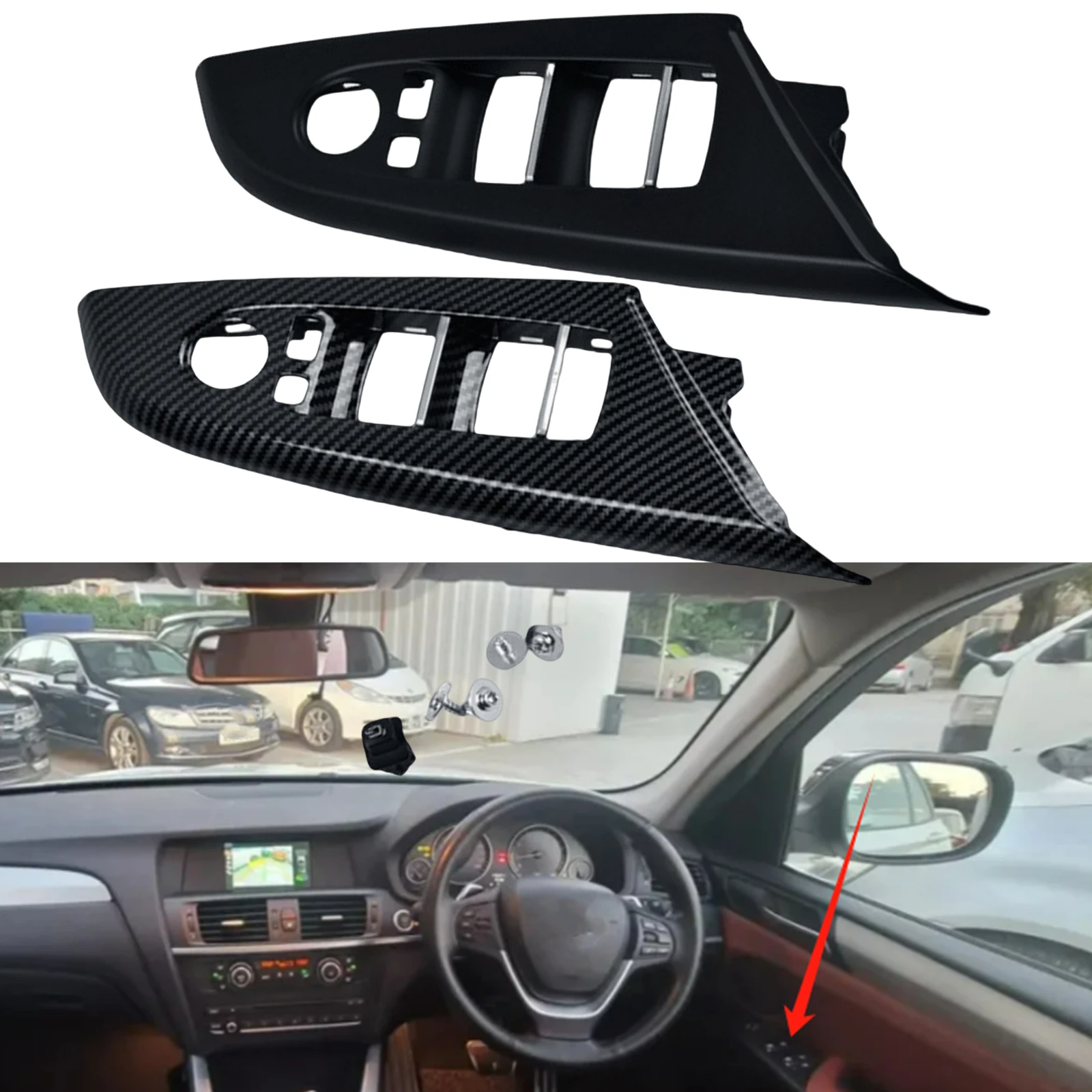 

1 Piece of Car Interior Driver Side Door Window Lifting Switch Panel Cover Frame Replace For BMW X3 F25 2011-2017 RHD