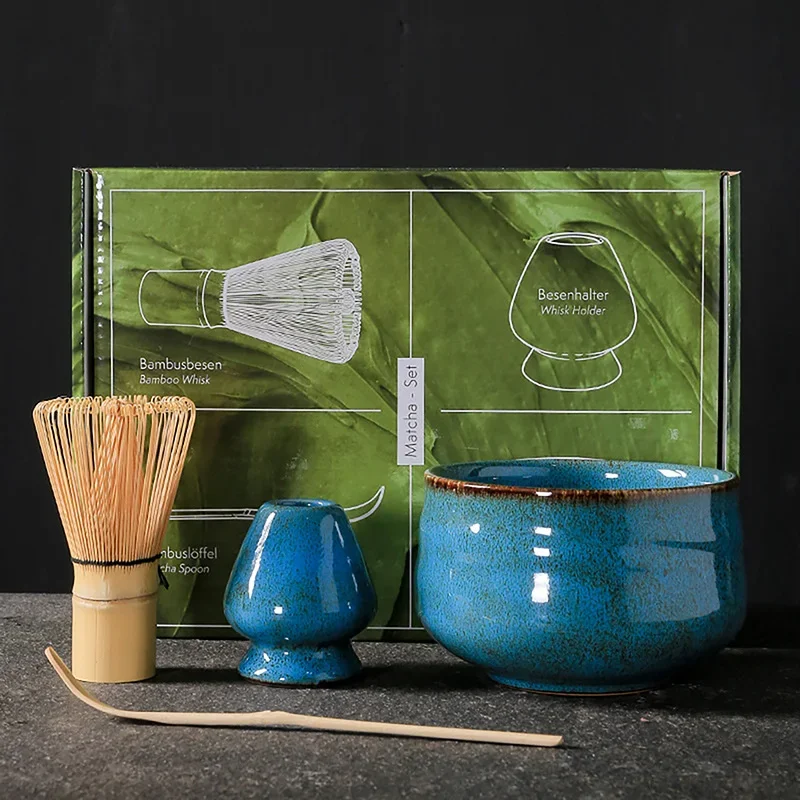 4/7Pcs Teaware Sets Ceramic Tea Bowl Matcha Blender Bamboo Tea Brush Teaspoon Ceramic Tea Making Tools