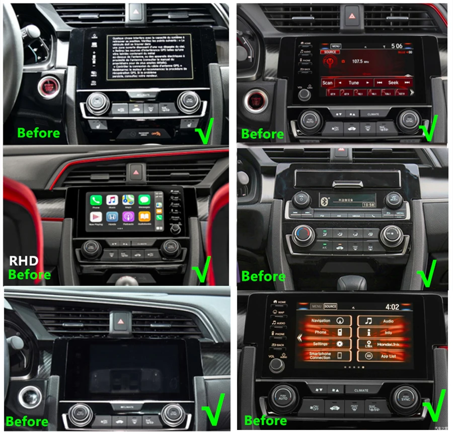 9.7 unit unit unidade principal estereofônica vertical de rádio gps para honda civic 2016-2020 android 11