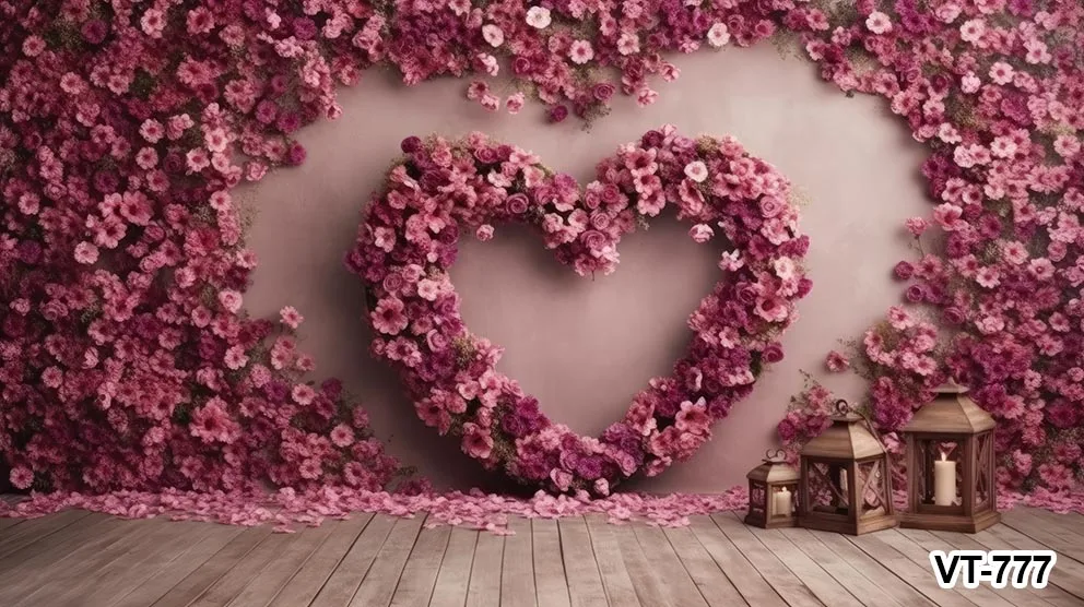 Photography Backgrounds Flowers Roses Love Heart Shape For Adult Lover Portrait Happy Valentine's Day Backdrops Photo Studio