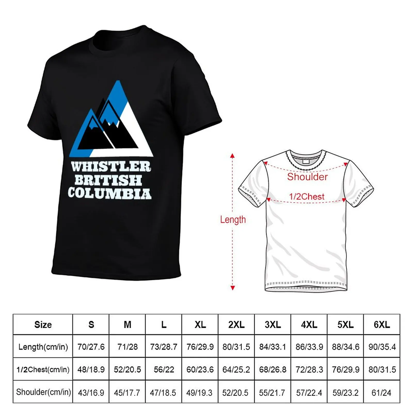 Whistler, British Columbia Vintage Travel T-Shirt quick-drying Clothing luxury t-shirt designer shirts mens t shirts top quality
