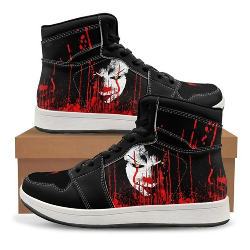 Spannung rot Horror Männer Schuhe High Top Freizeit schuhe drucken auf Anfrage Turnschuhe Frauen Schuhe Cosplay Zapatos de Mujer