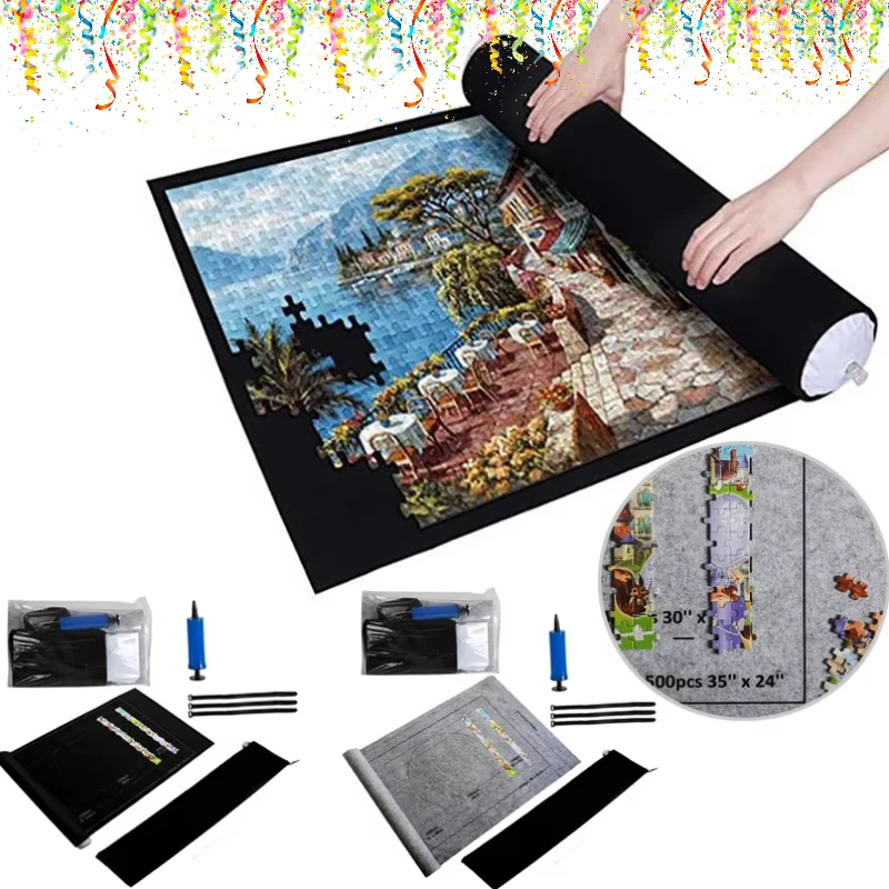 

Портативный коврик для пазлов на 1500 элементов - войлочный коврик для складывания пазлов с сумкой для хранения, аксессуары для пазлов