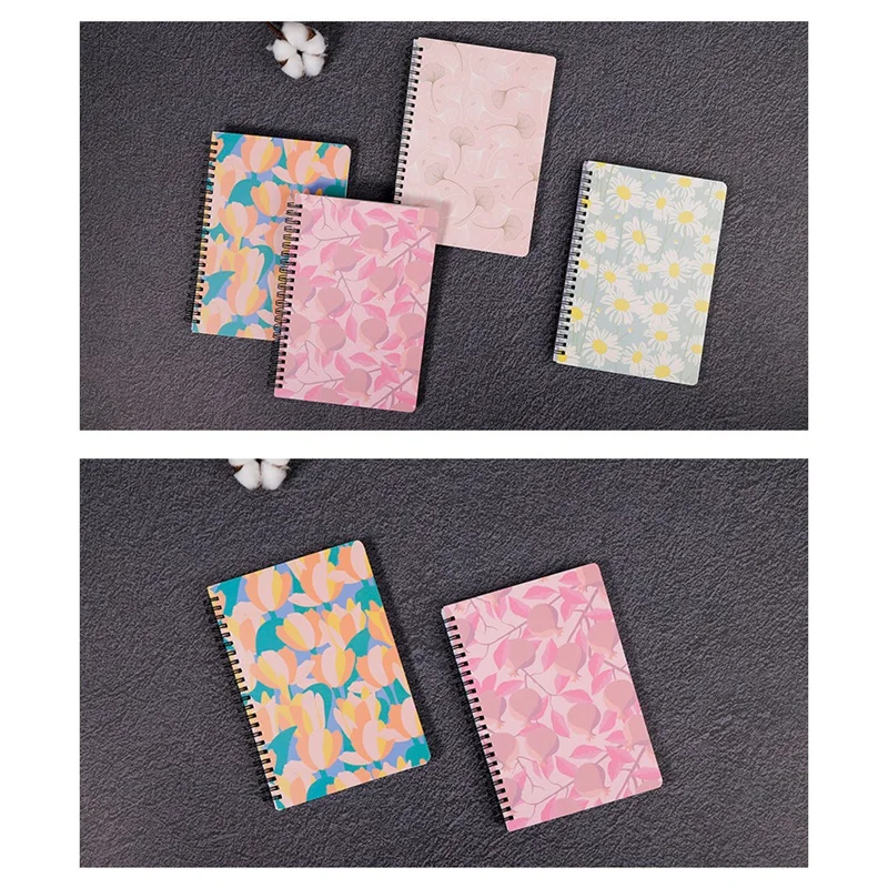 4 PCS Notebooks A5 Spiral Coil Notebook 80 Sheets (160 Pages) Lined Paper Note Books For Work Office School Home