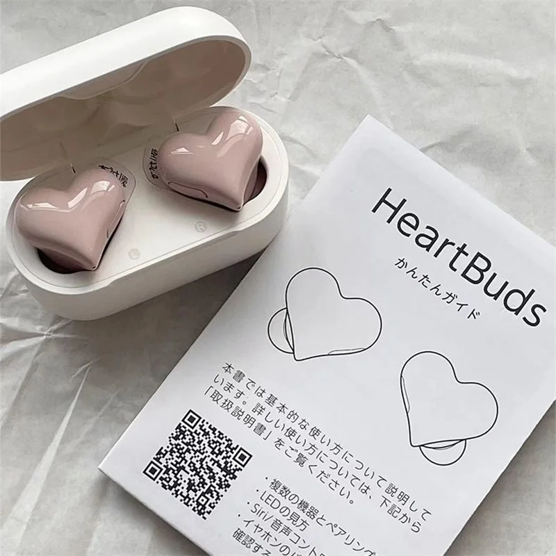 

Wireless Heartbuds Bluetooth5.0 Earphones Waterproof Sports Noise Cancellation Earbuds Music Cute Charging Headset For Girl Gift