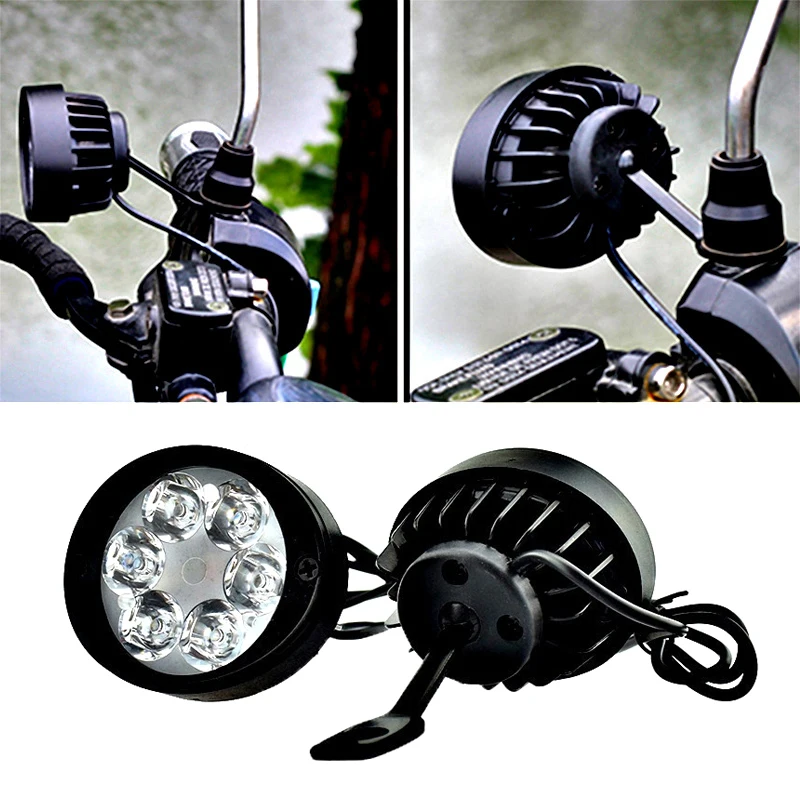 

2Pcs/Set 12V-85V Motorcycle Headlight Fog Driving Lights 6 LEDs Motorcycle Front Head Lamp