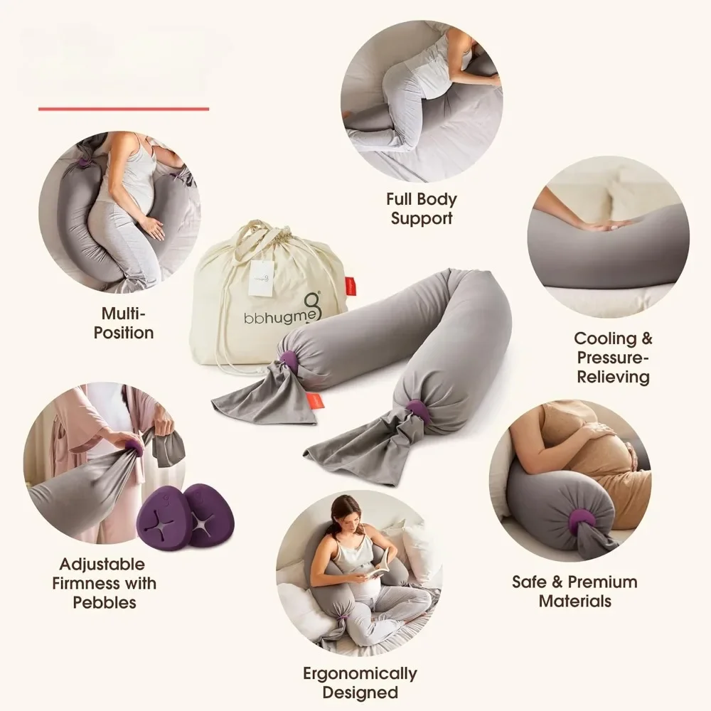 Adjustable Pregnancy Pillow - Full Body Support - Supports The Back, Legs, Abdomen, and HIPS for Pregnant Women Body Pillow