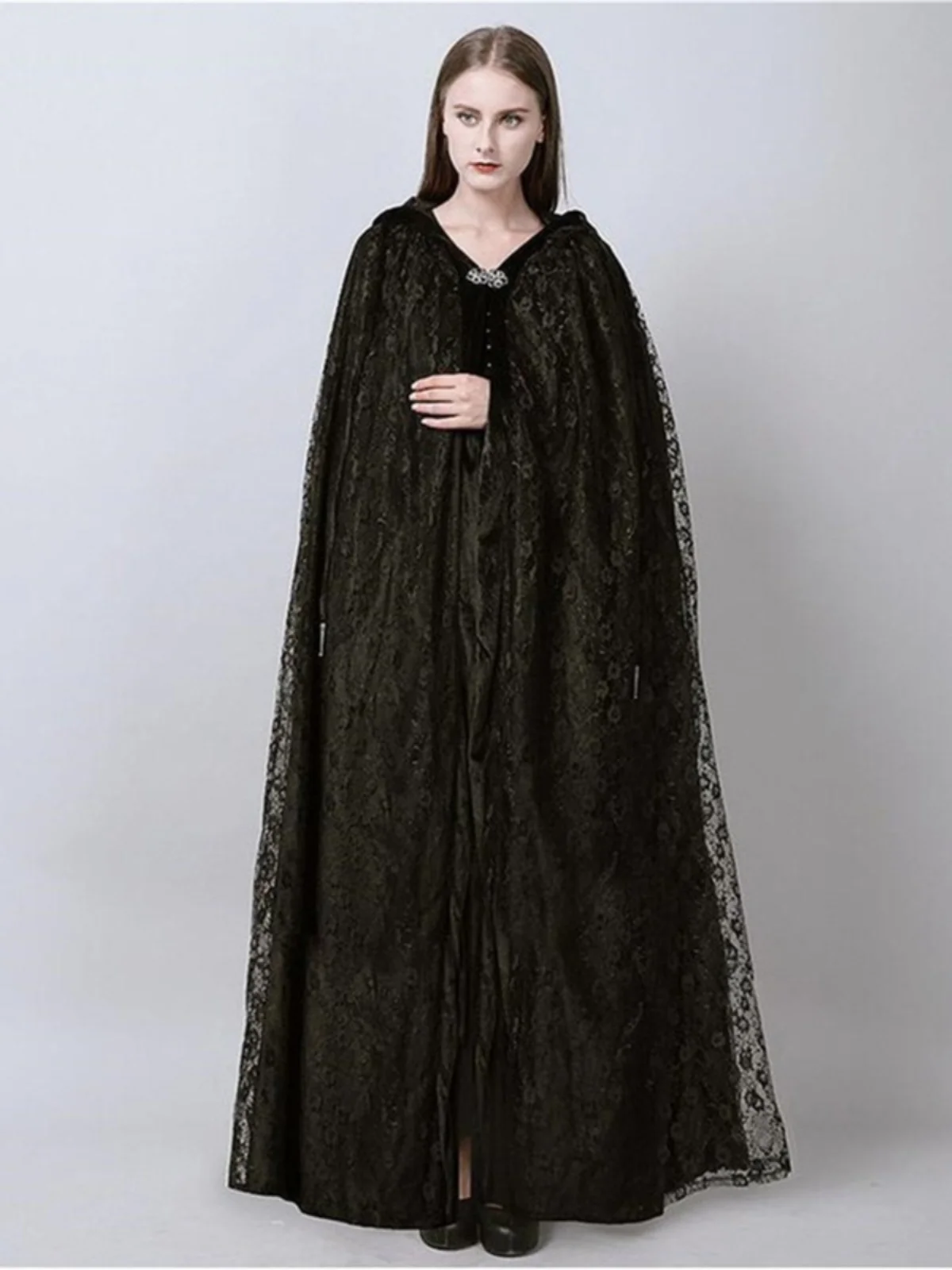 

Кружевной плащ с капюшоном и запахом, пальто для женщин, тонкое полиэстеровое пальто на весну и осень, однотонное длинное пальто с поясом