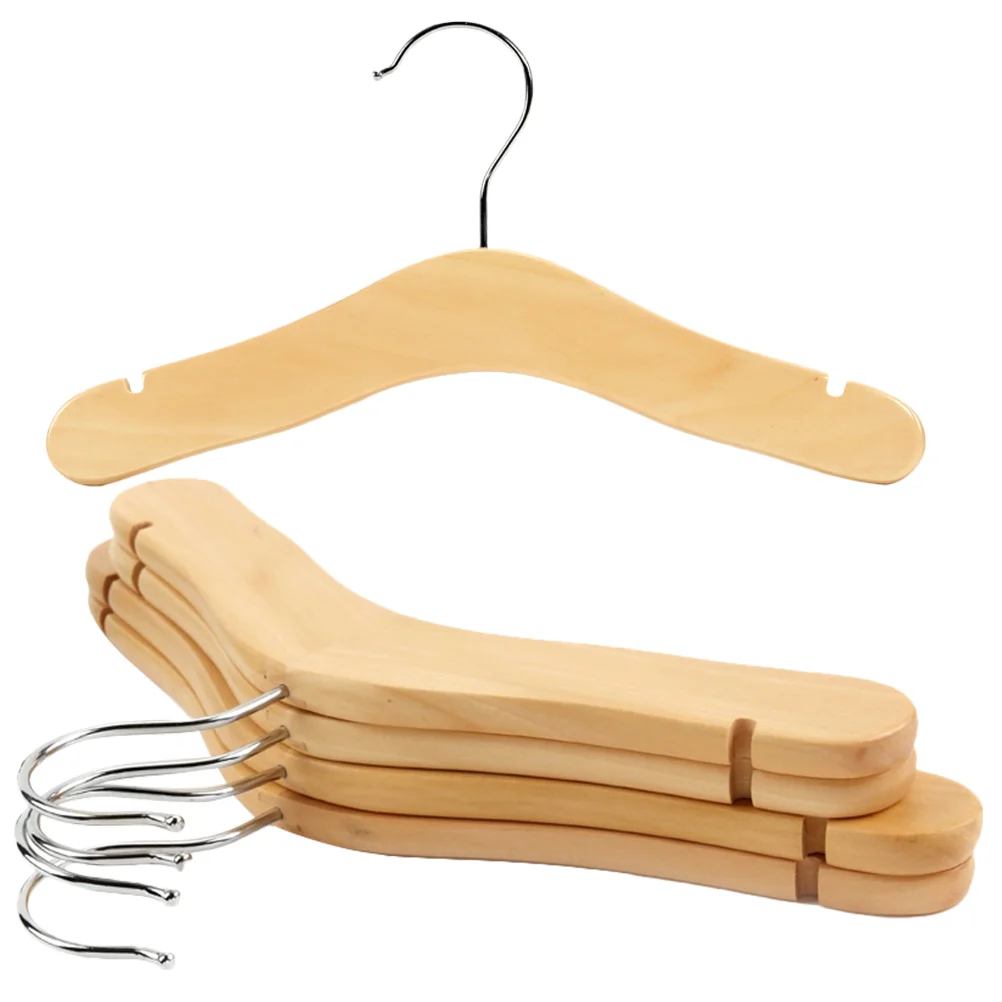 

5 Pcs Solid Wood Children's Clothes Hanger Wooden Hangers for Baby Kids Small Closet Stainless Steel Toddler Coat