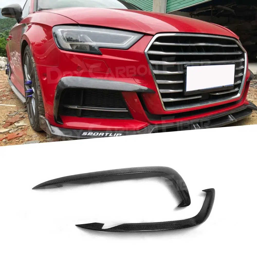 

Carbon Fiber Front Fog Lamp Eyelids Splitters Fin Canards Trims Sticker for Audi S3 A3 Sline Sedan 2017-2019 Car Styling FRP