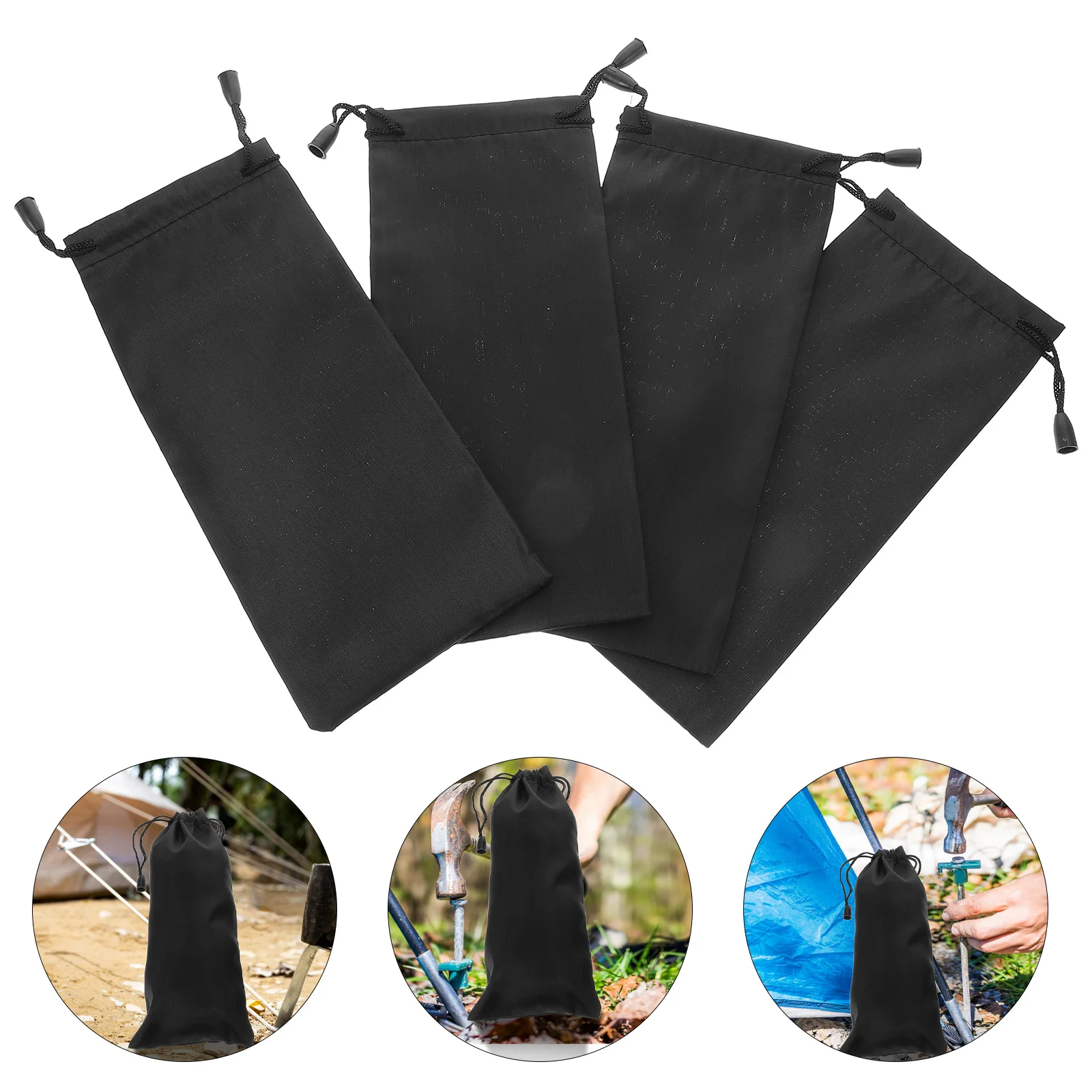 

5 Pcs Tent Ground Peg Storage Bag Camping Pegs Pouch Stakes Polyester Composite Fabric Portable Bags Outdoor